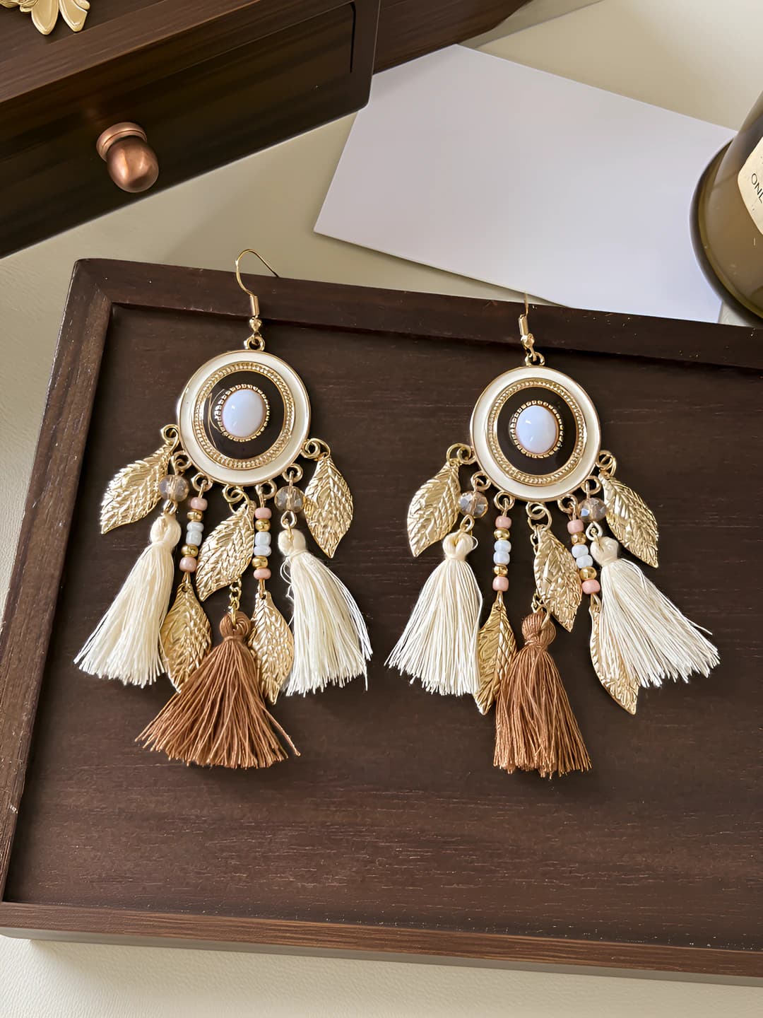 Bohemian tassel hoop earrings