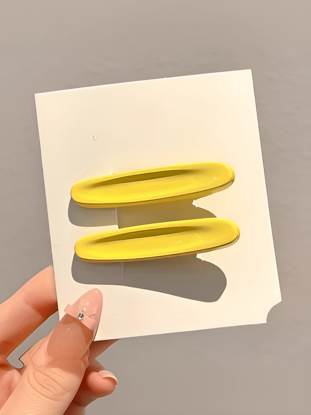 5# Color oval floral hair clip Yellow Pair ~5.2cm
