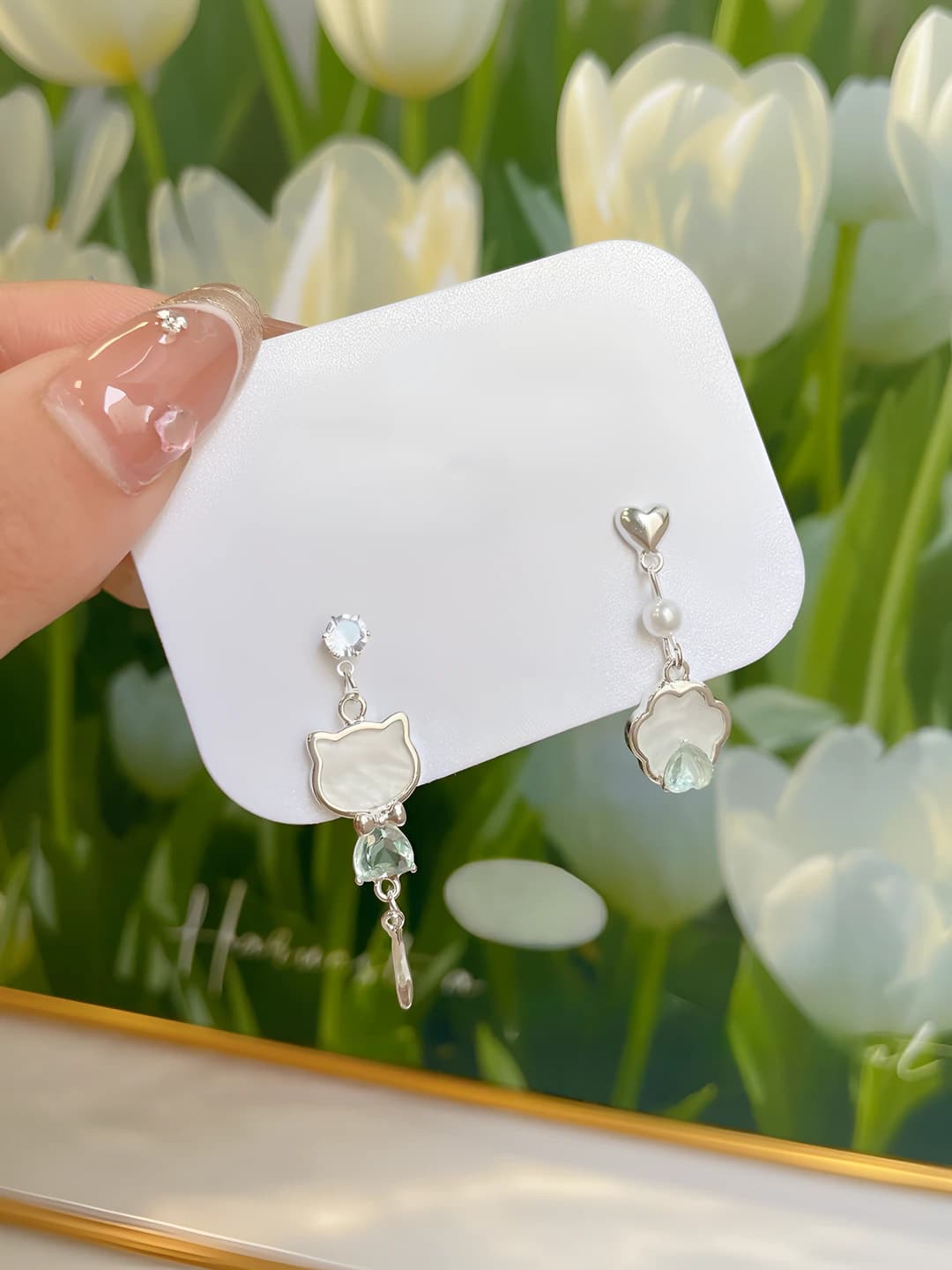 Cat geometric earrings