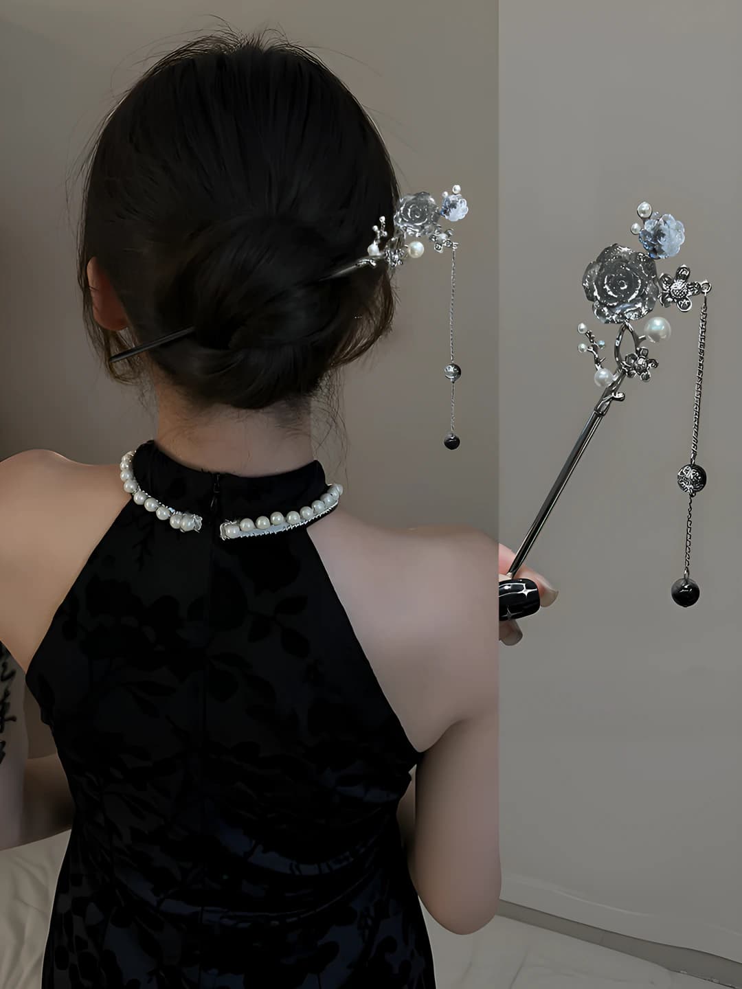 Flying flower hairpin