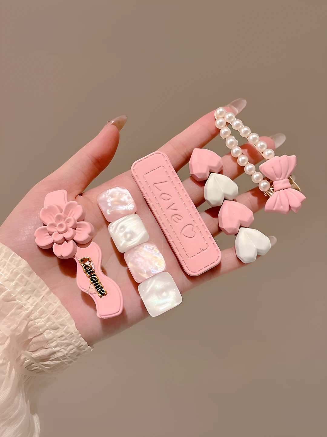 Pink flowers, 5 pcs