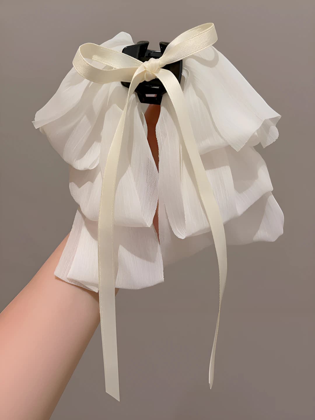 3# Off-white - Rectangle pony clip 15 cm
