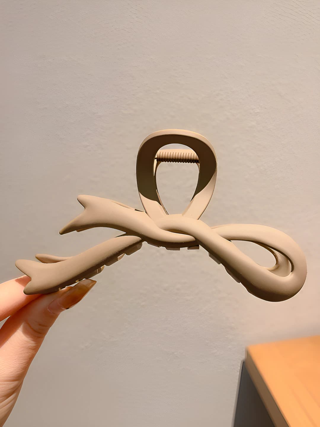 7# khaki-coffee bow clip