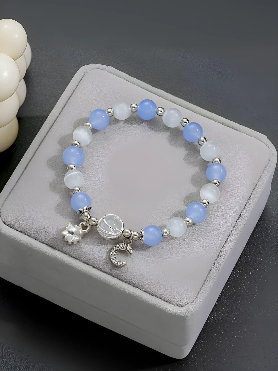 Blue & white moon star bracelet