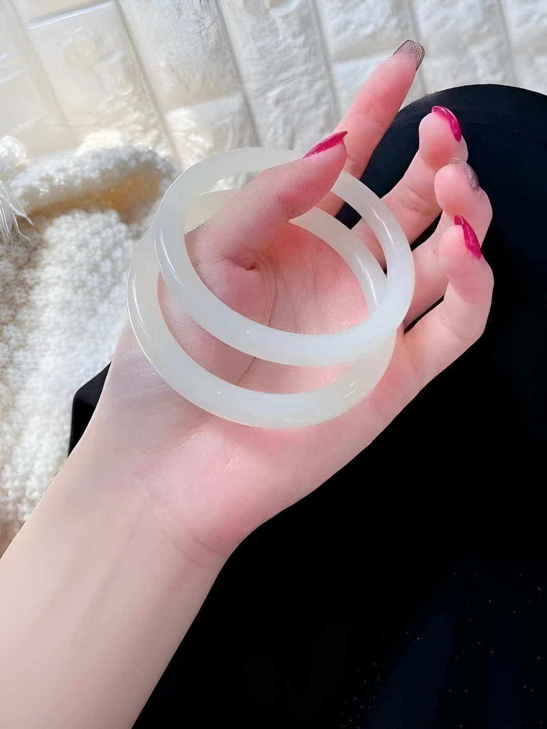 Толстый браслет, Jade белый, 62mm