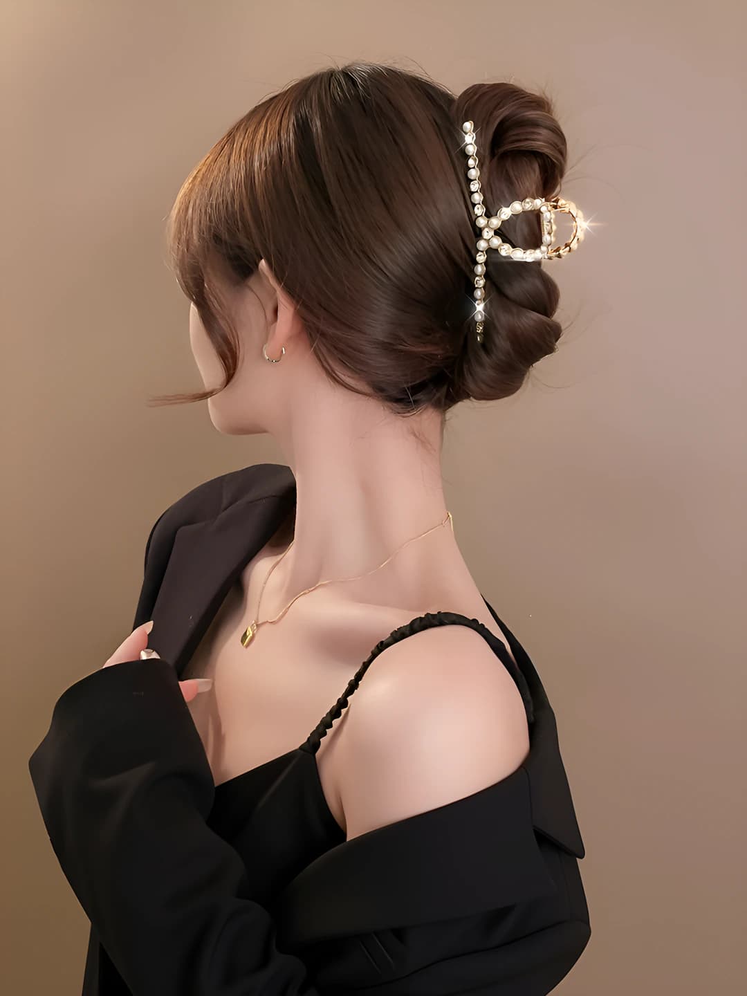 Large rhinestone pearl claw - 11.5 cm