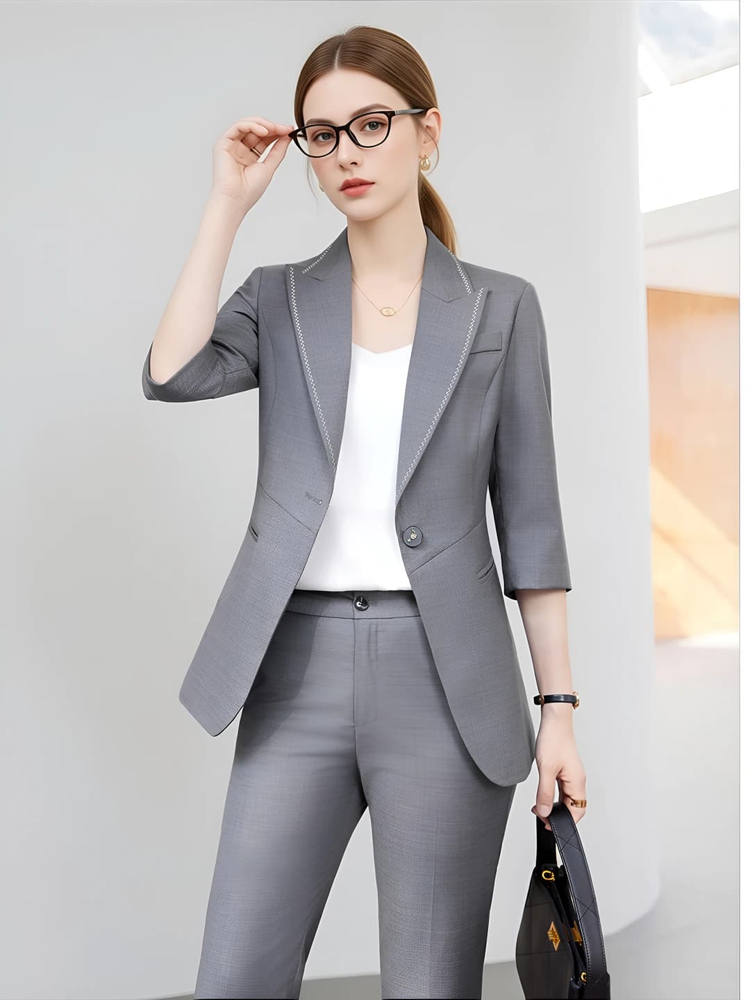 Grey single-breasted suit