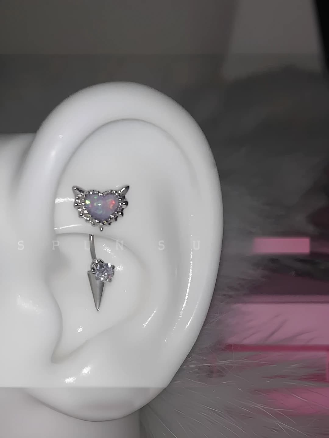 Women's cute and funny devil-shaped titanium steel hoop earrings