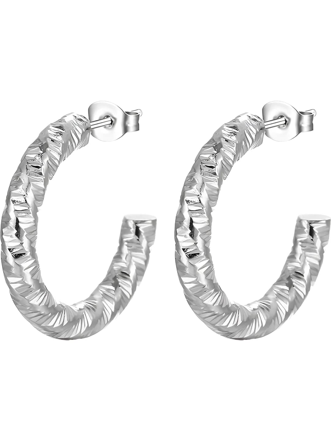 Star C-shape earrings, steel
