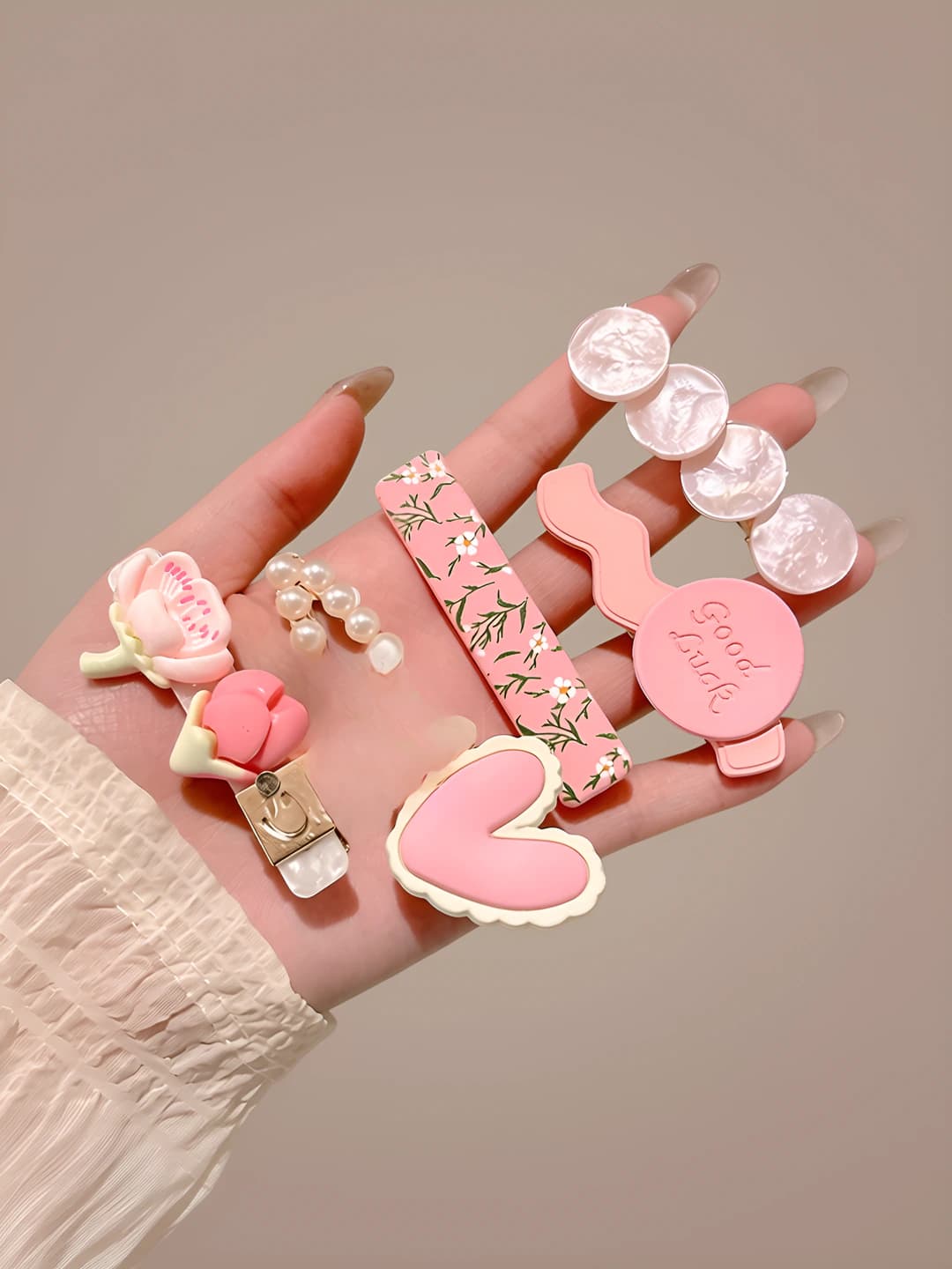 Pink heart, 5 pcs