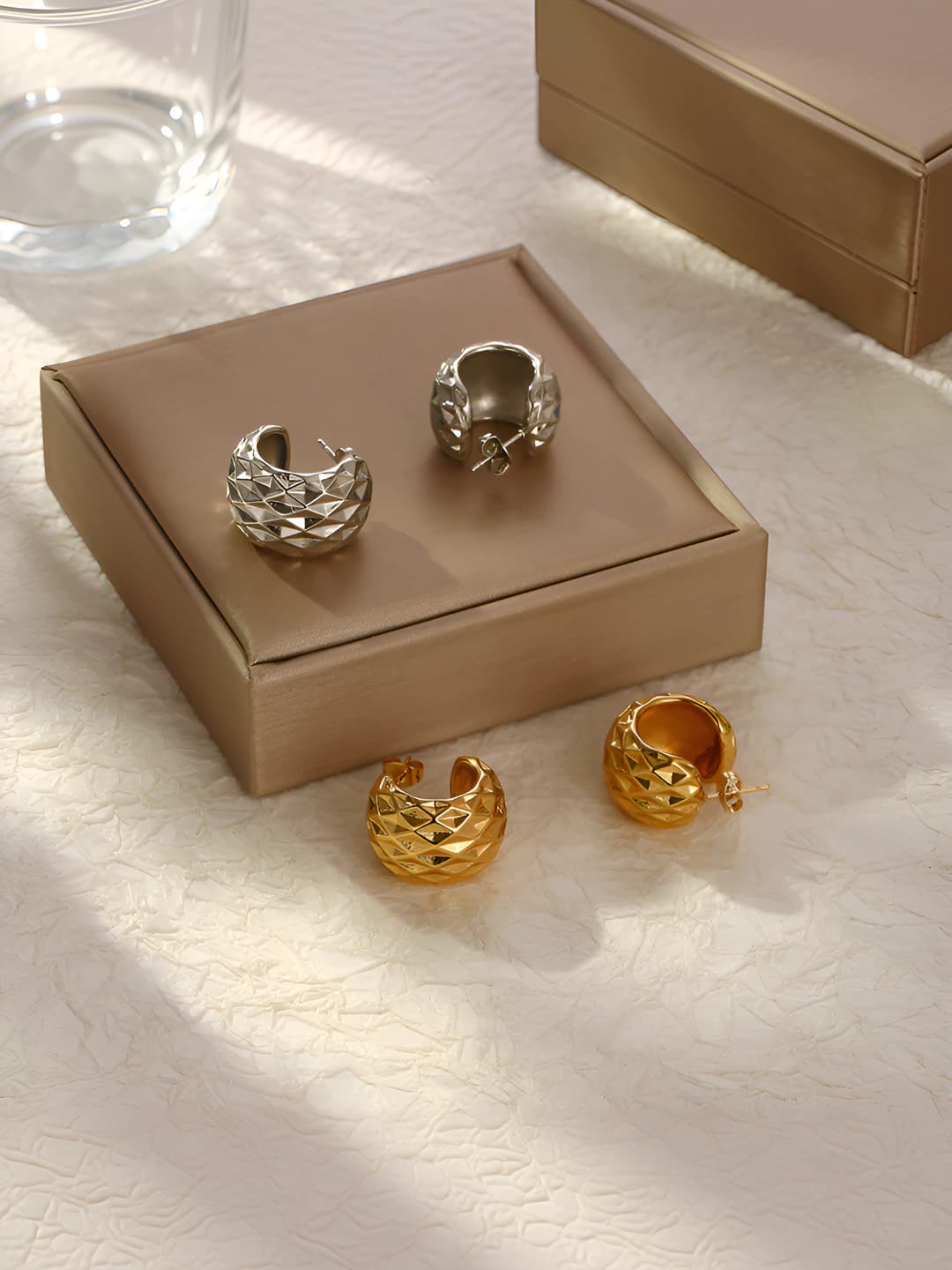 Женские ретро серьги-полумесяцы из нержавеющей стали с покрытием 18K, геометрический дизайн