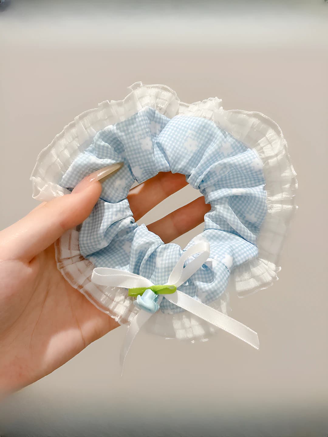 2# Moviy mayda gullar bow 12 sm