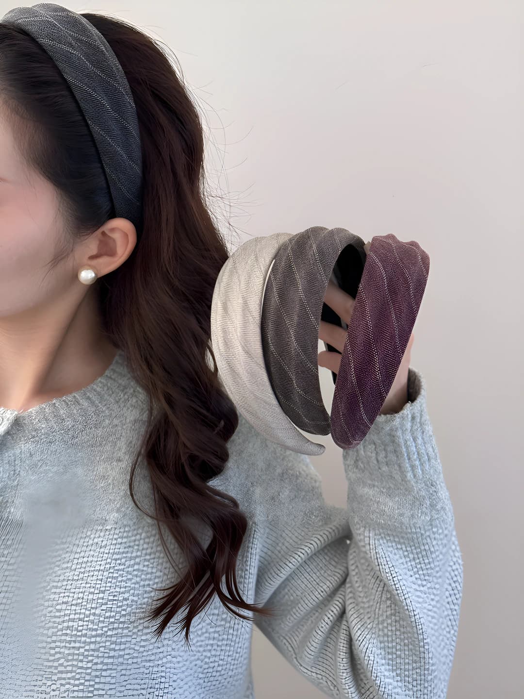 Coffee striped headband