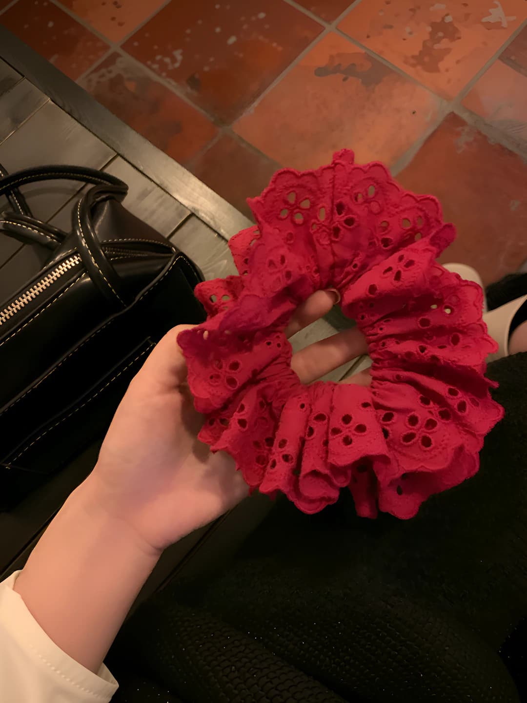 12# Red lace cutout double layer 12 cm