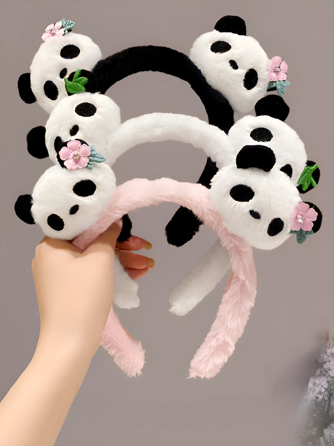 Women's non-slip plush panda hair headband