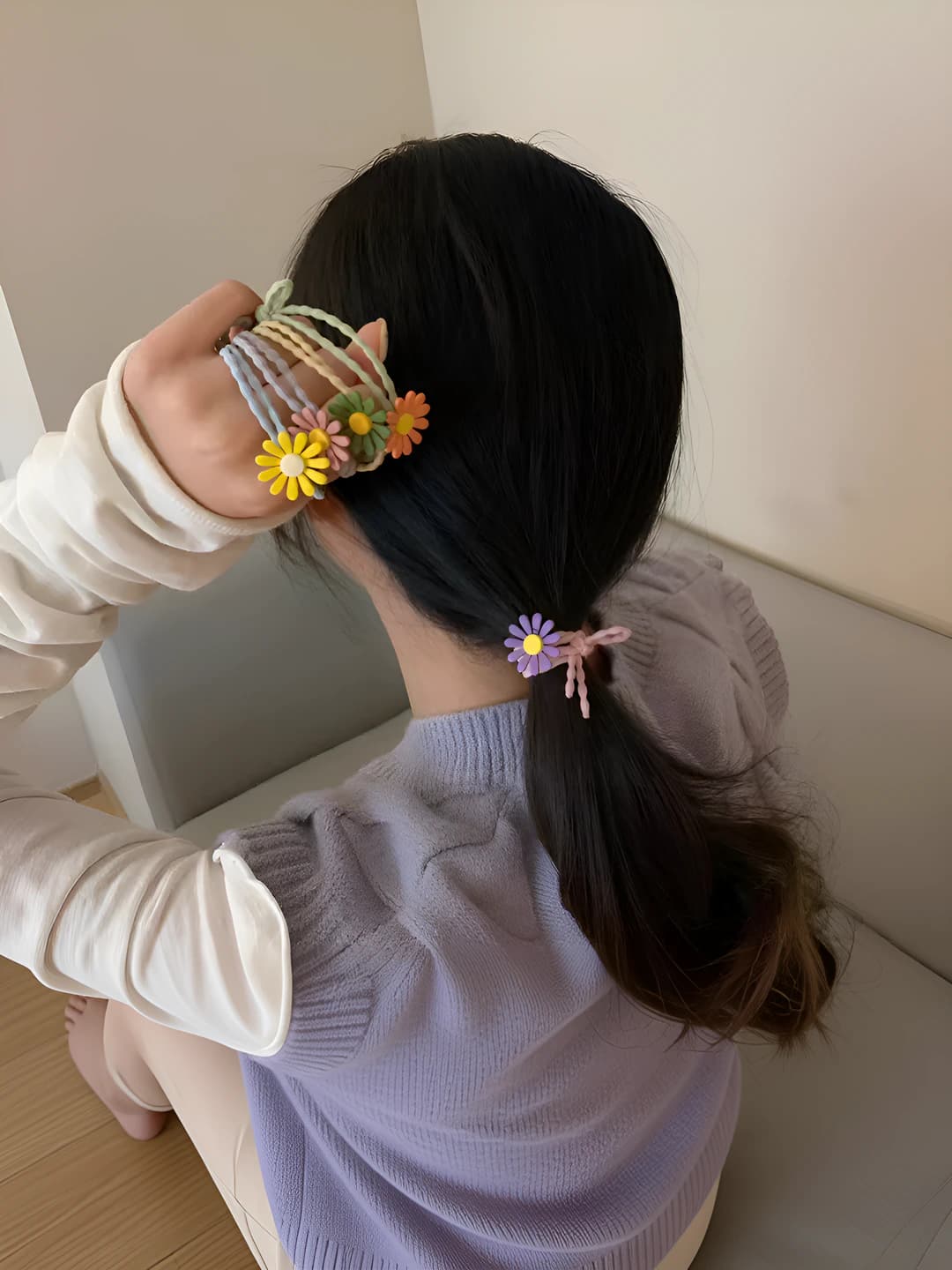 Women's flower hair ties, Korean style, high stretch