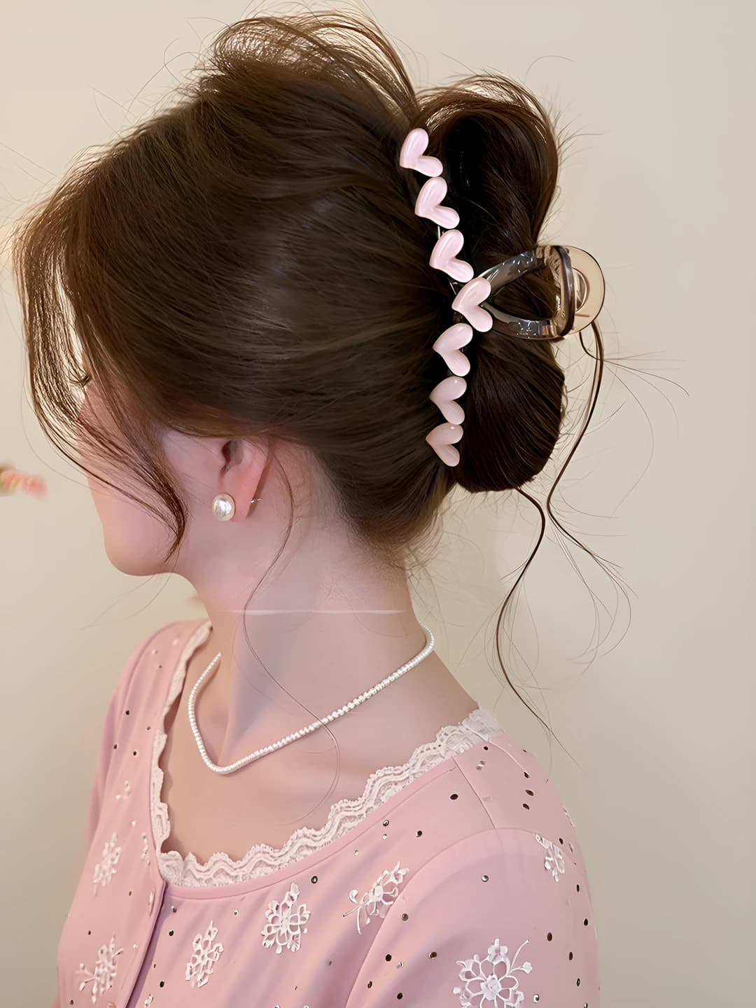 Pink heart clip, 13 cm