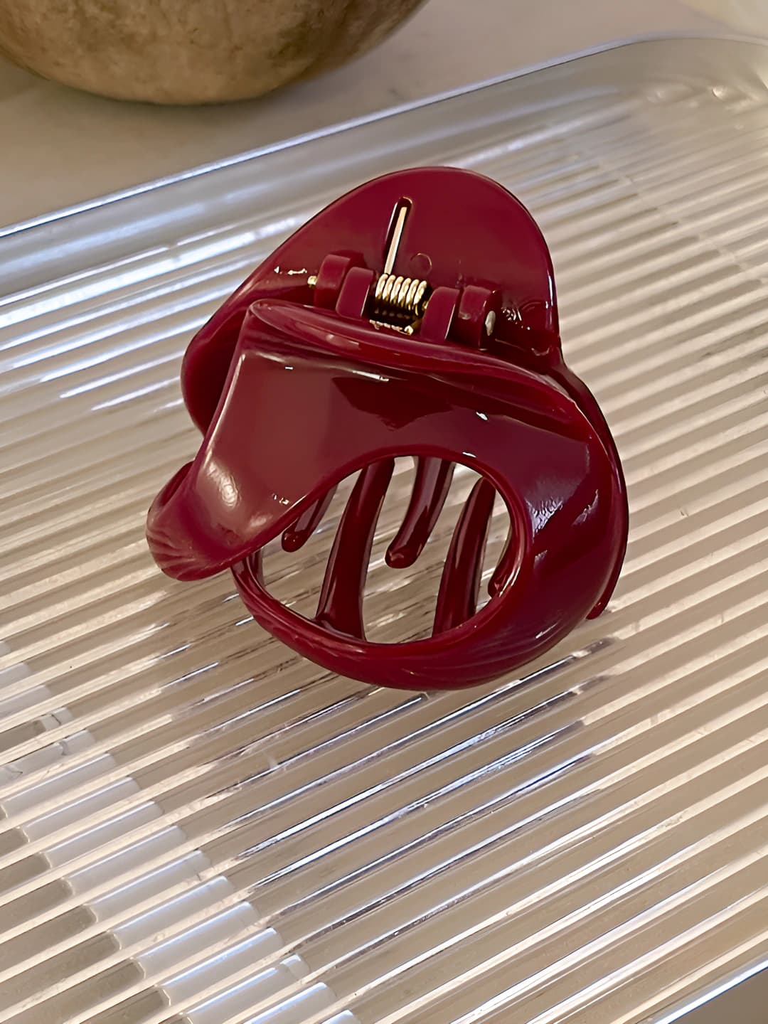 Wine red hair clip