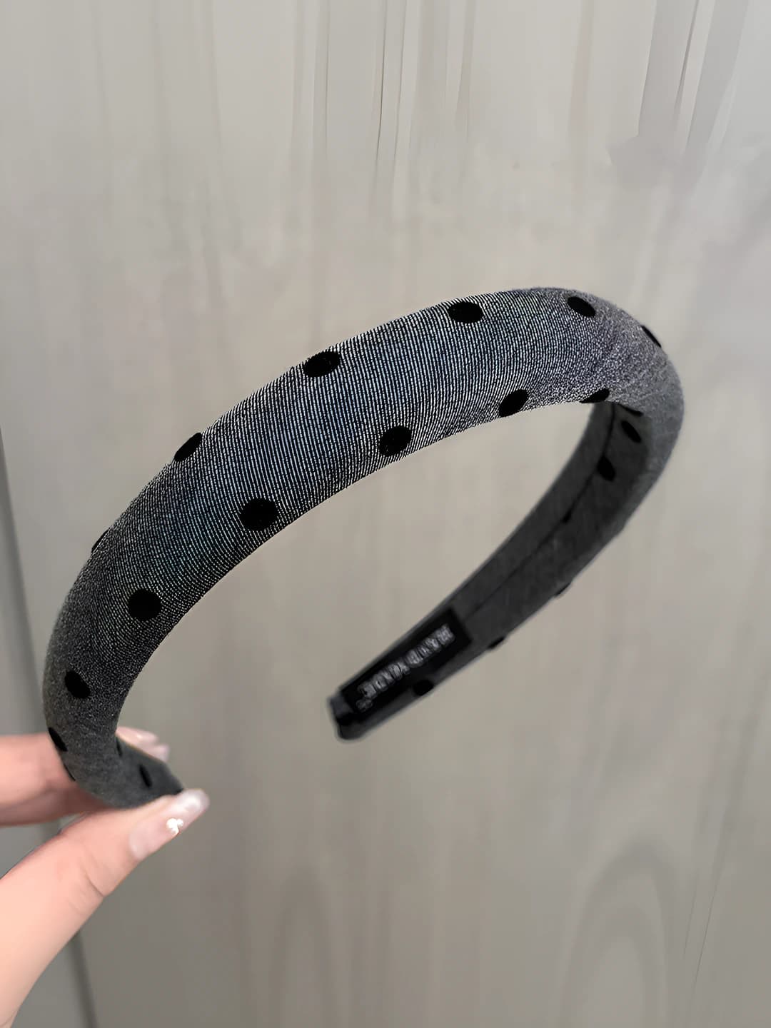 Grey polka dot headband