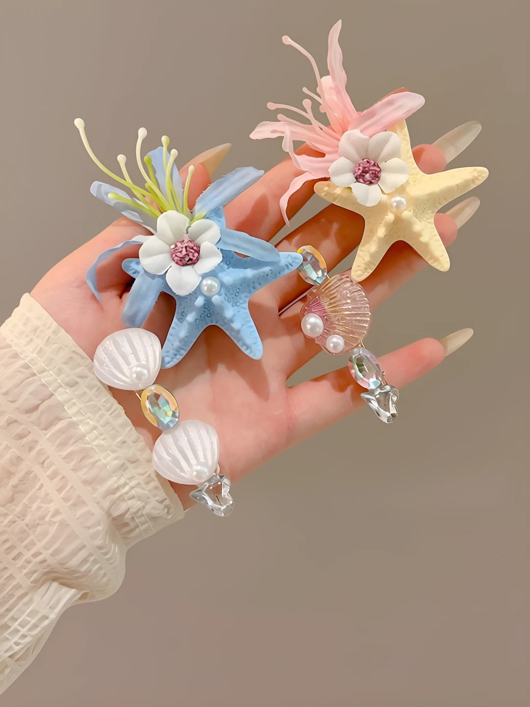 25# Starfish and flowers, 4 pcs