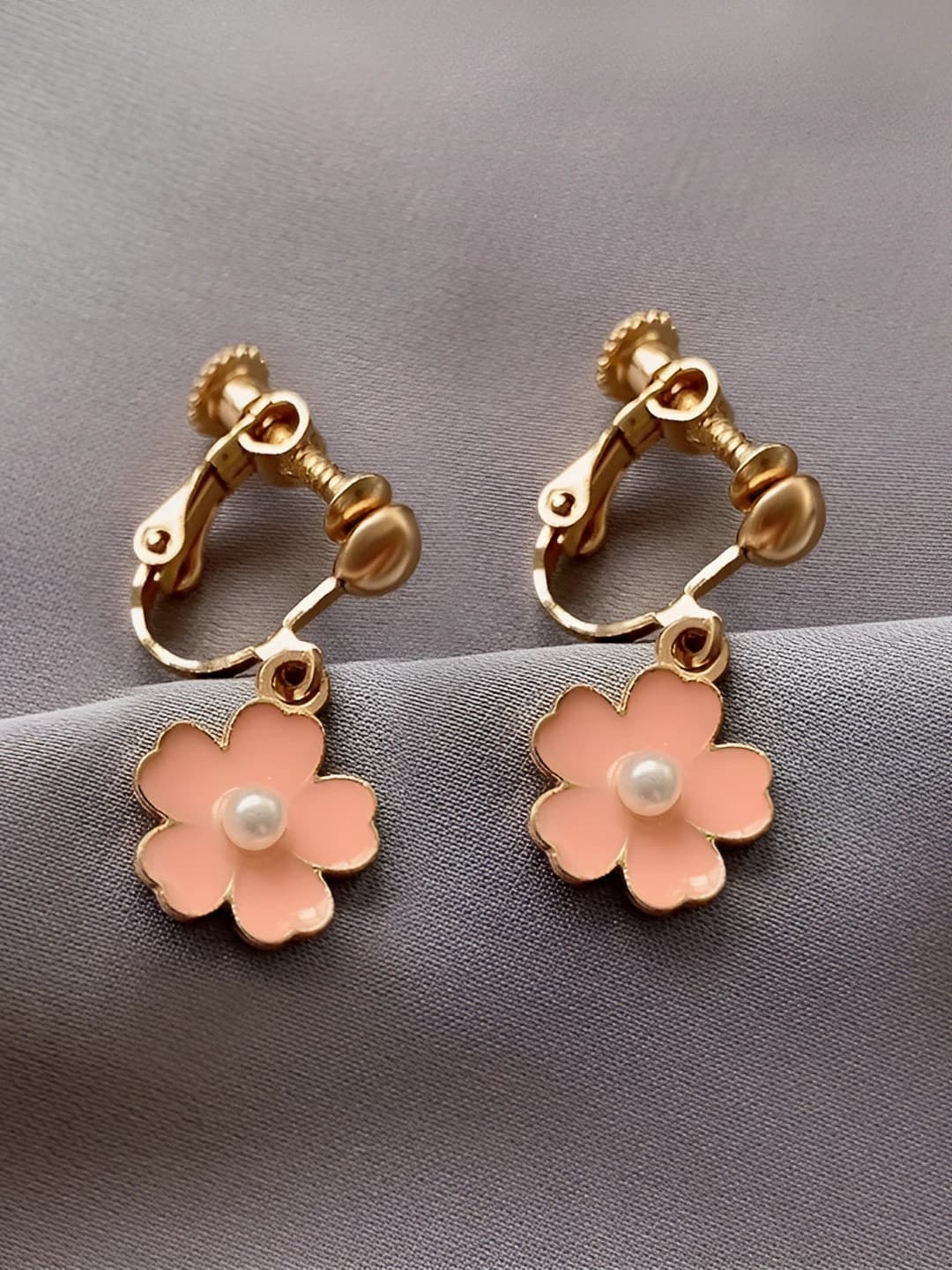 Pink sakura ear clips