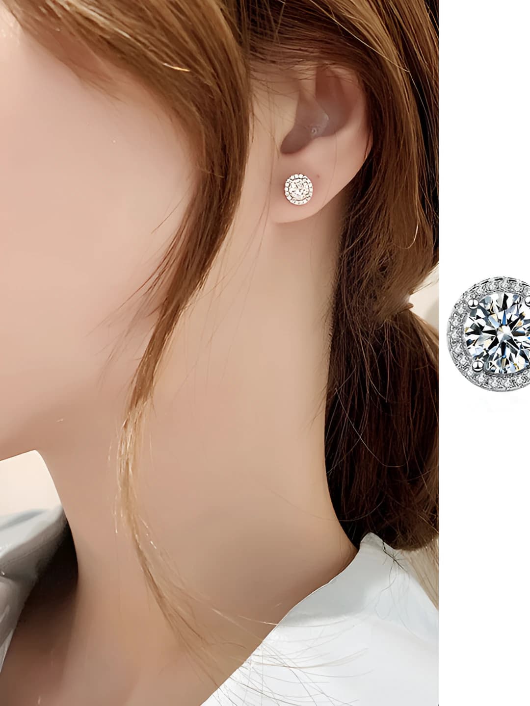 Ayollar uchun koreys uslubida moissanite toshli yulduz shaklidagi stud ziraklar