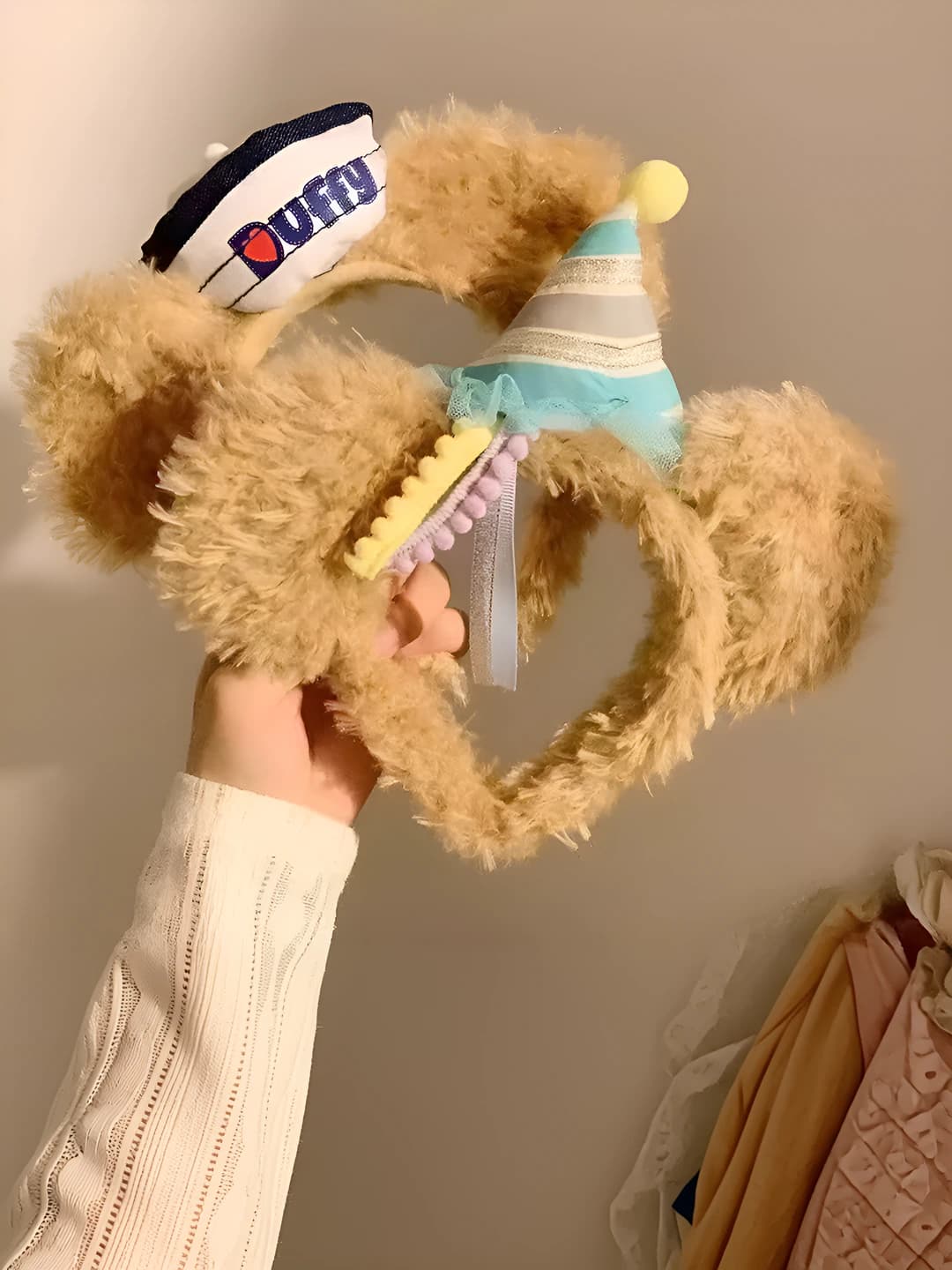 Women's plush bear-ear headband in Korean style, cartoon design element, for face washing and makeup