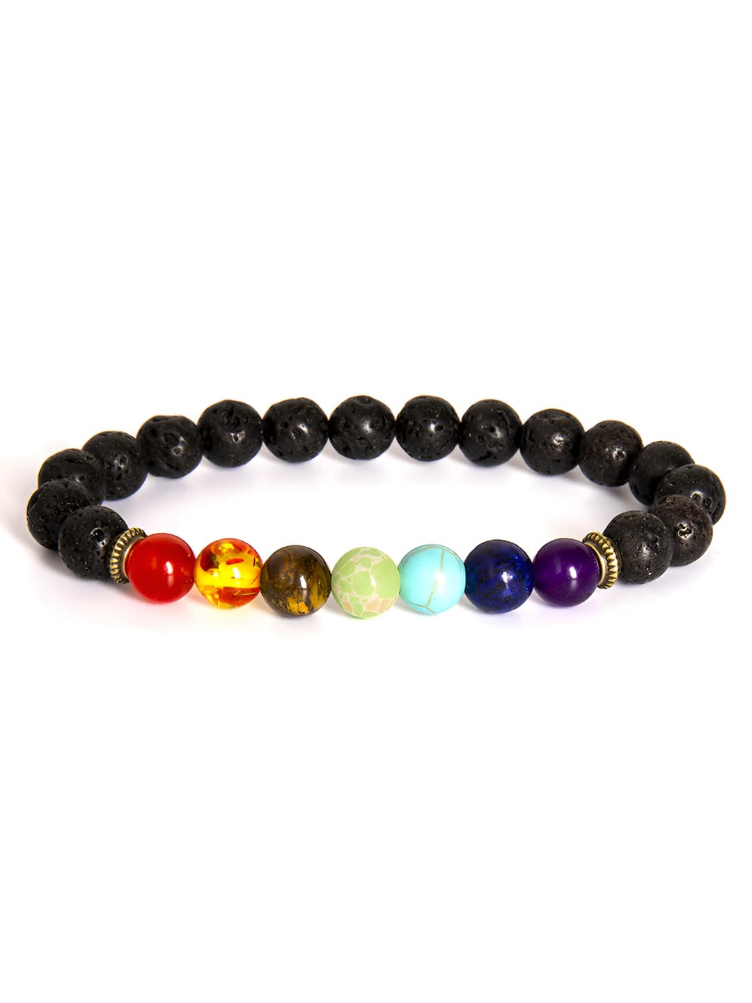 Multicolour healing volcanic stone imitation elastic cord bracelet