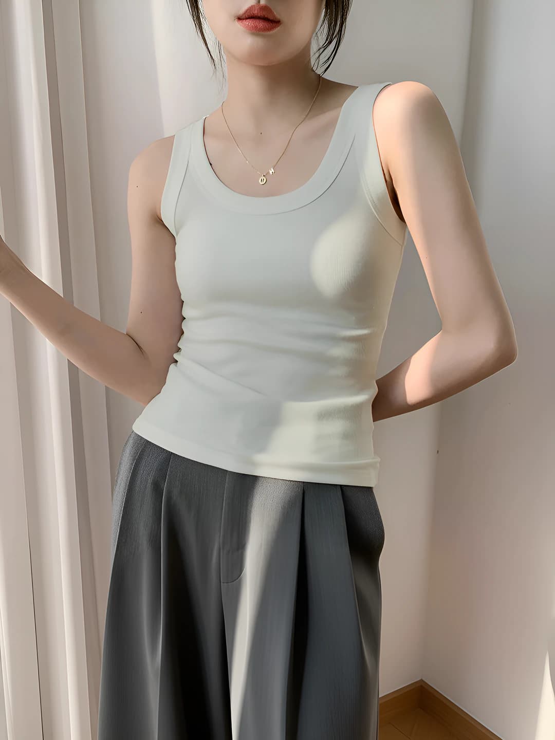 Matcha green, with bra pads