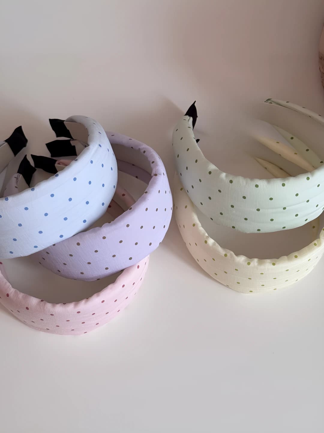 Women's colorful wide fabric polka-dot headband, non-slip, high quality, for face washing