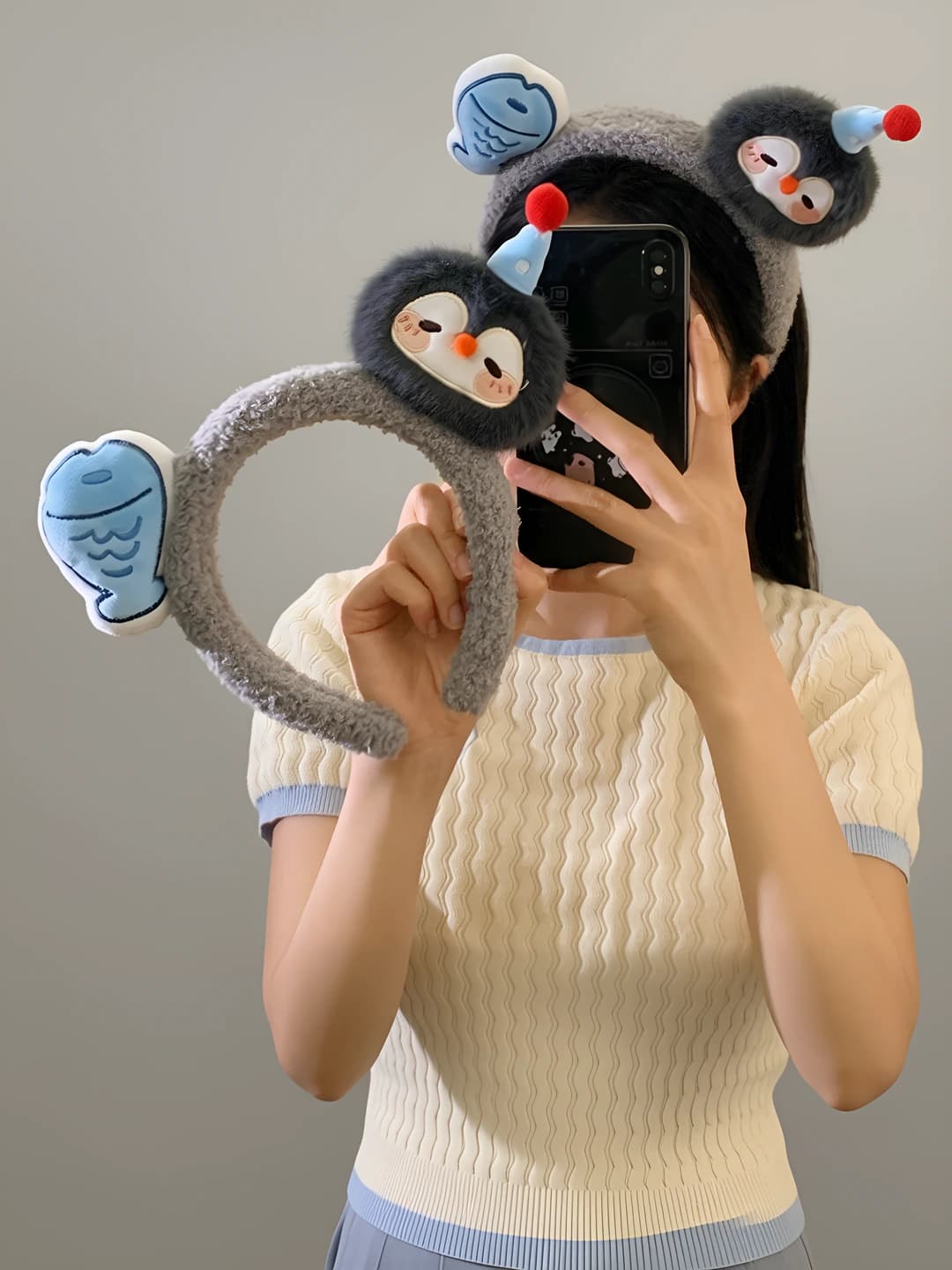 Ayollar uchun plyus penguin obodok, qiziqarli baliq dizayn elementi, yuvish paytida soch bosish uchun