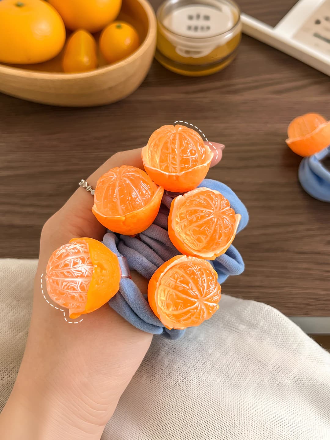 Women's hair ties in Korean style with mandarin pattern, high stretch