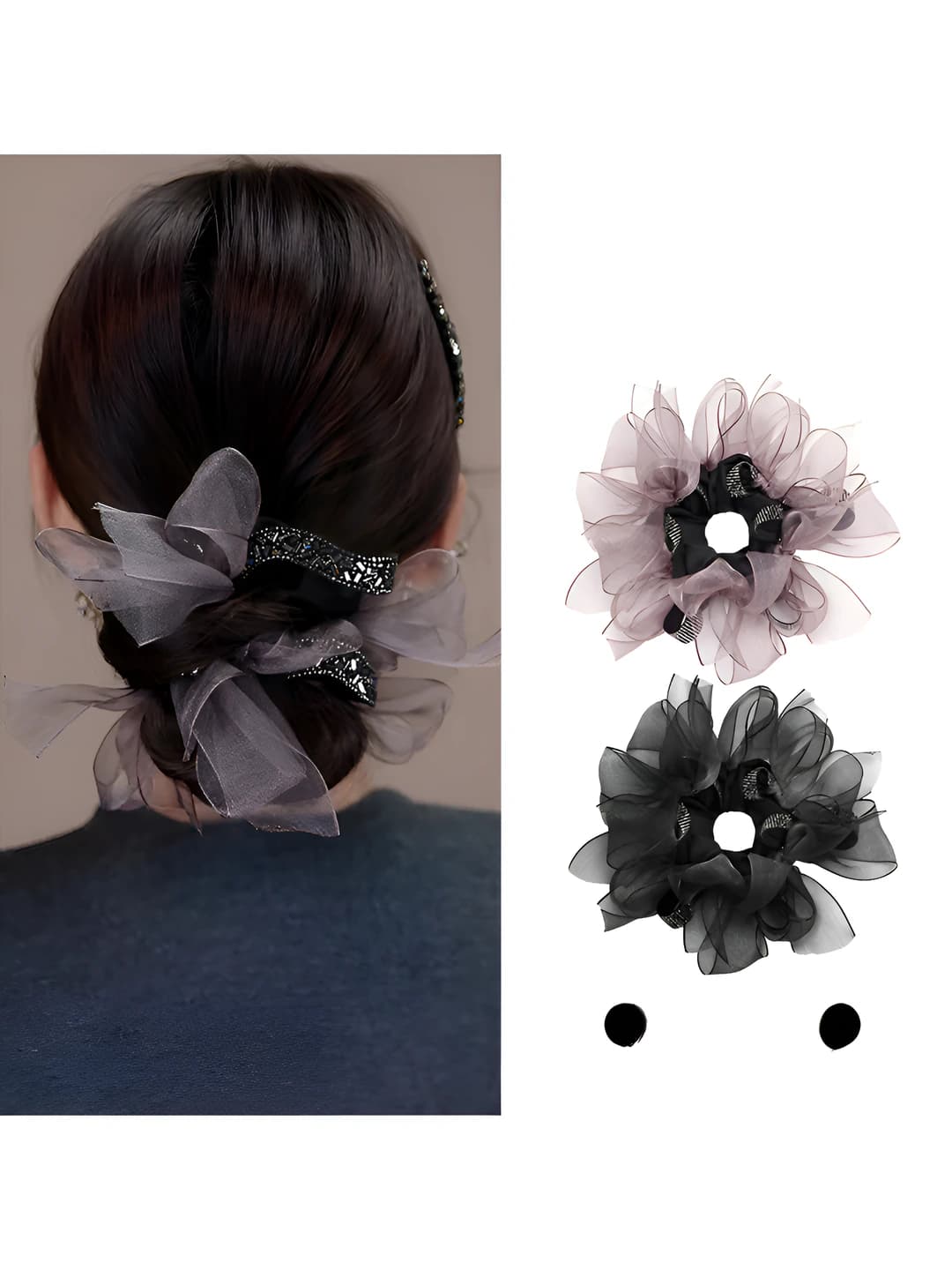 Women's cartoon style hair tie, handmade, high stretch