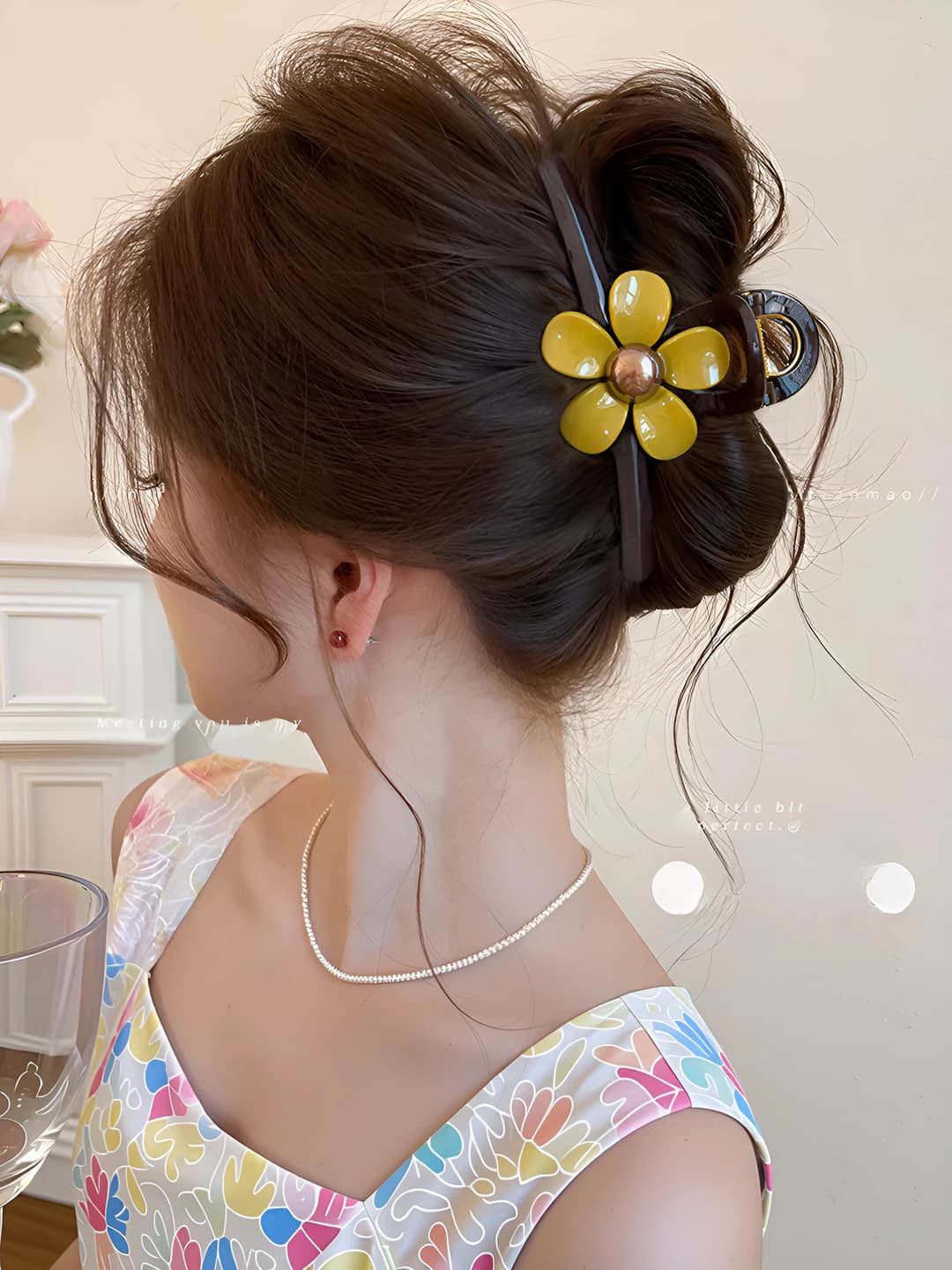 4# Chocolate brown [Large] floral clip (13 cm)
