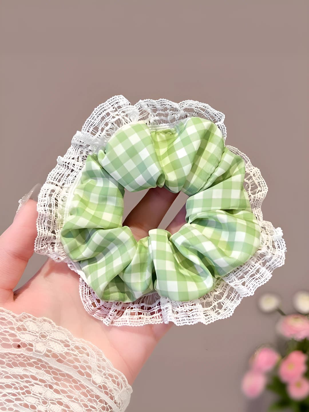 8# Mint tulle large hair tie