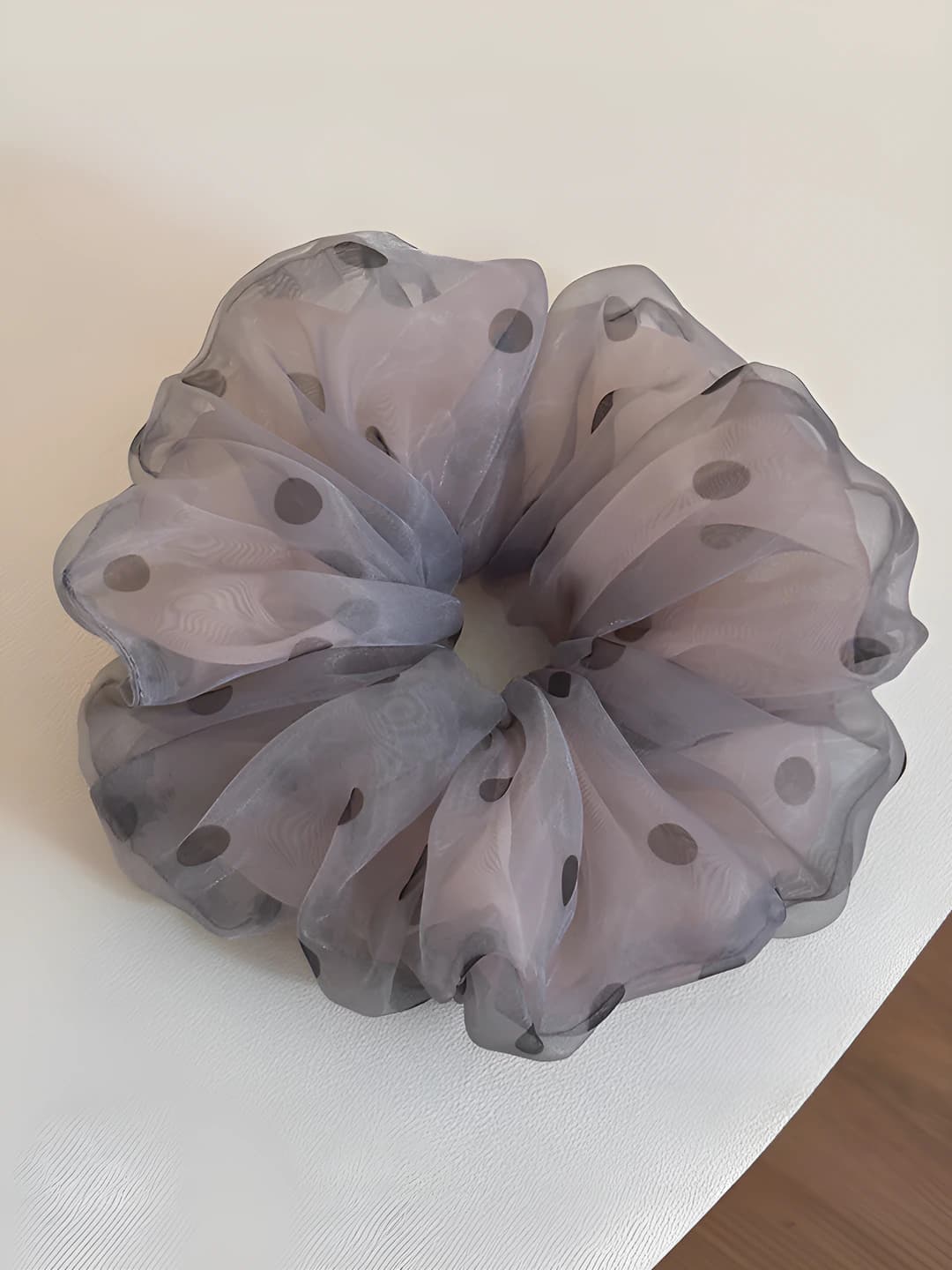 Polka dot mesh hair tie