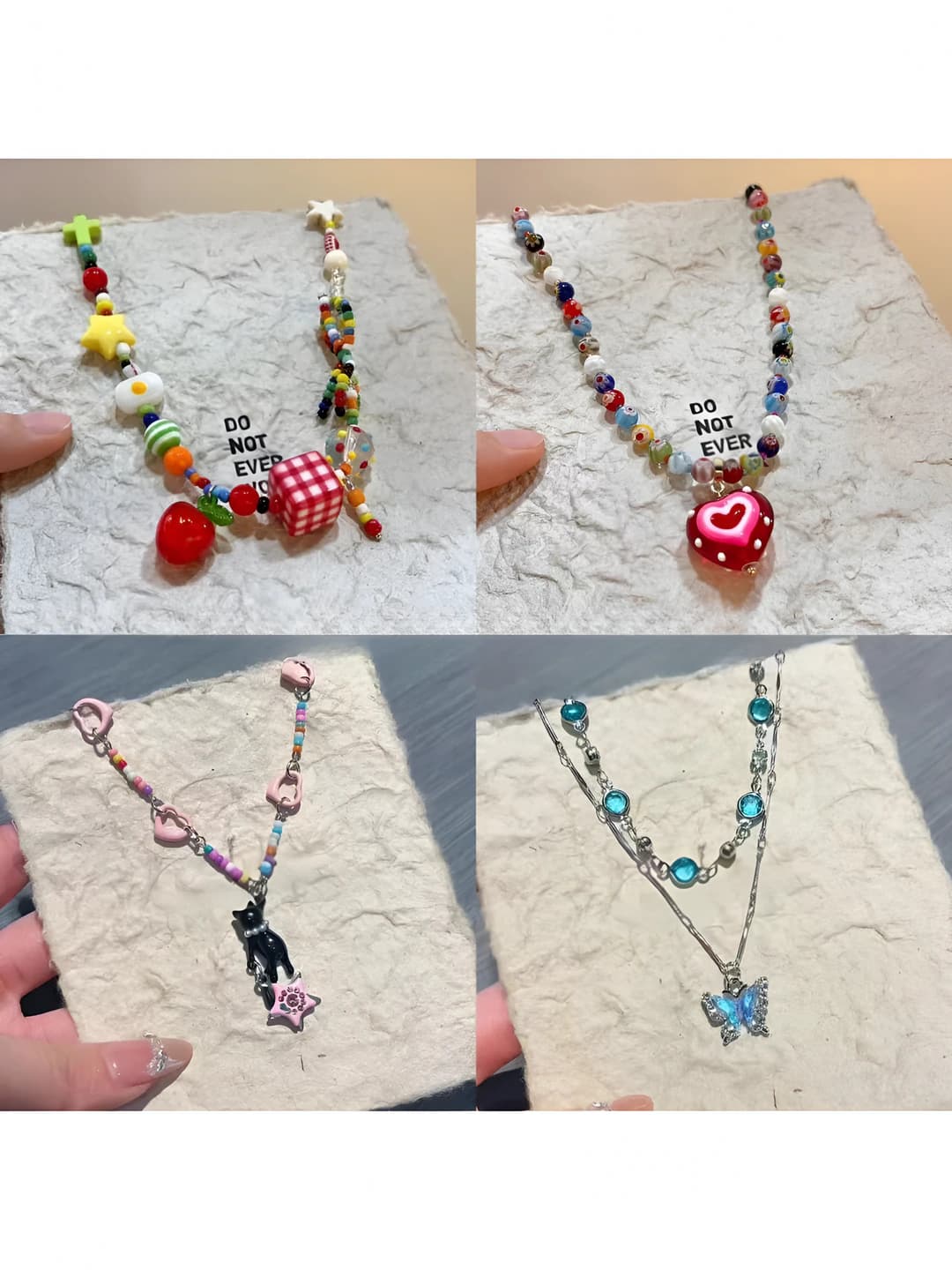 Women's 2026 colorful apple and star beaded necklace, light luxury summer collar chain