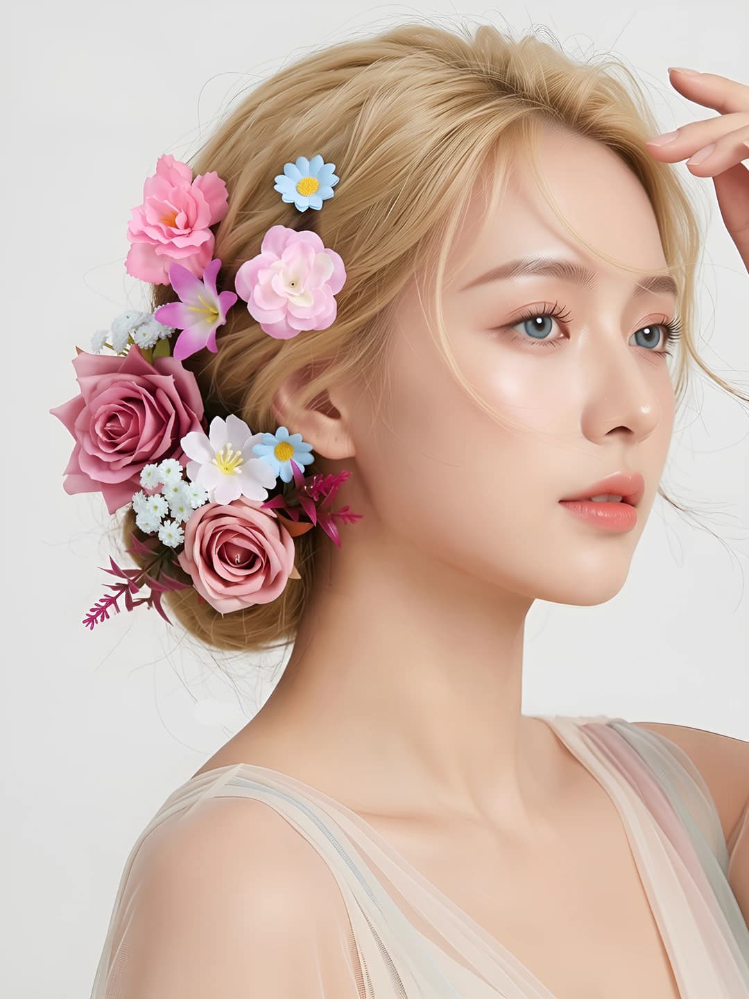 Women's preserved flower hair accessory set in retro style