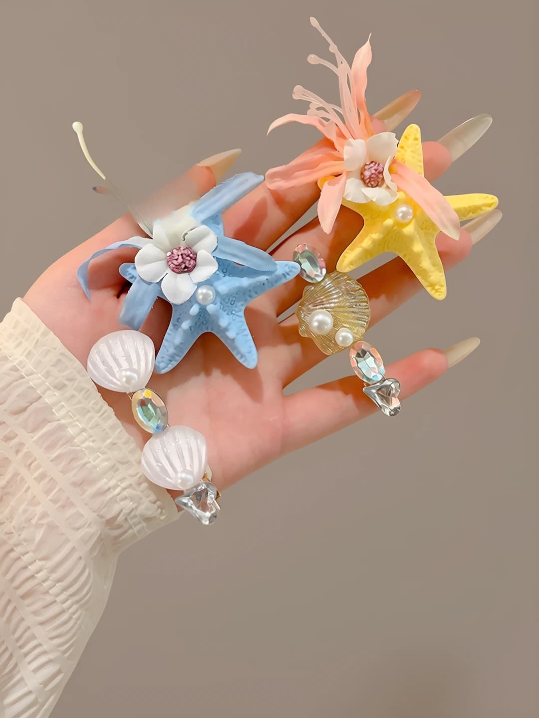 7# Flowers and starfish, 4 pcs
