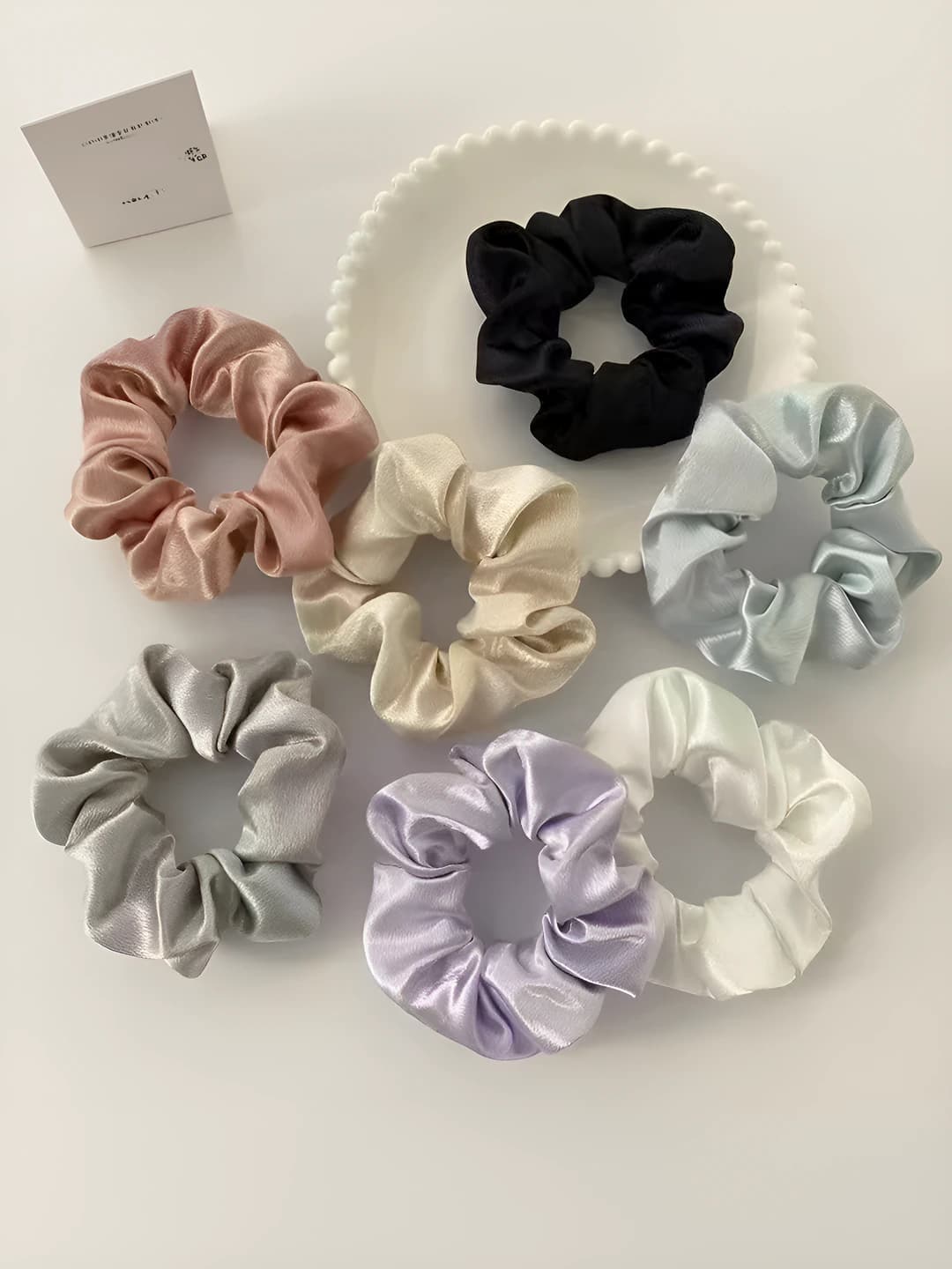 Women's silk satin hair ties: retro, french style, high stretch, simple design