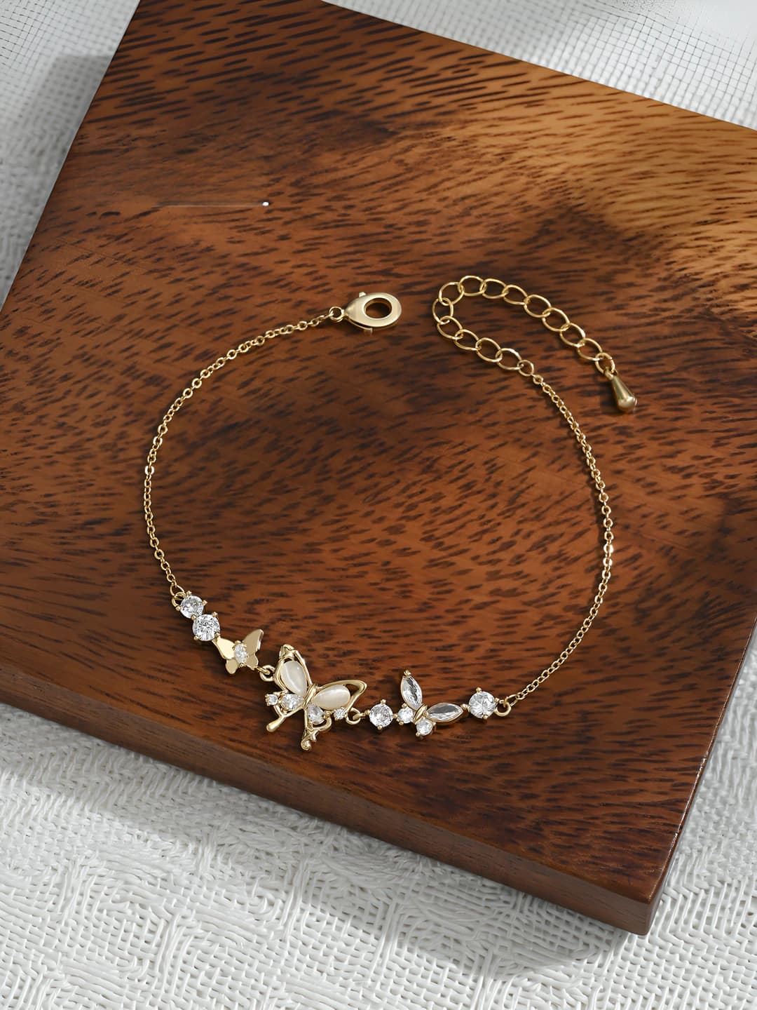 Women's spring-summer geometric bracelet with zircon and cat's eye stones, ins style