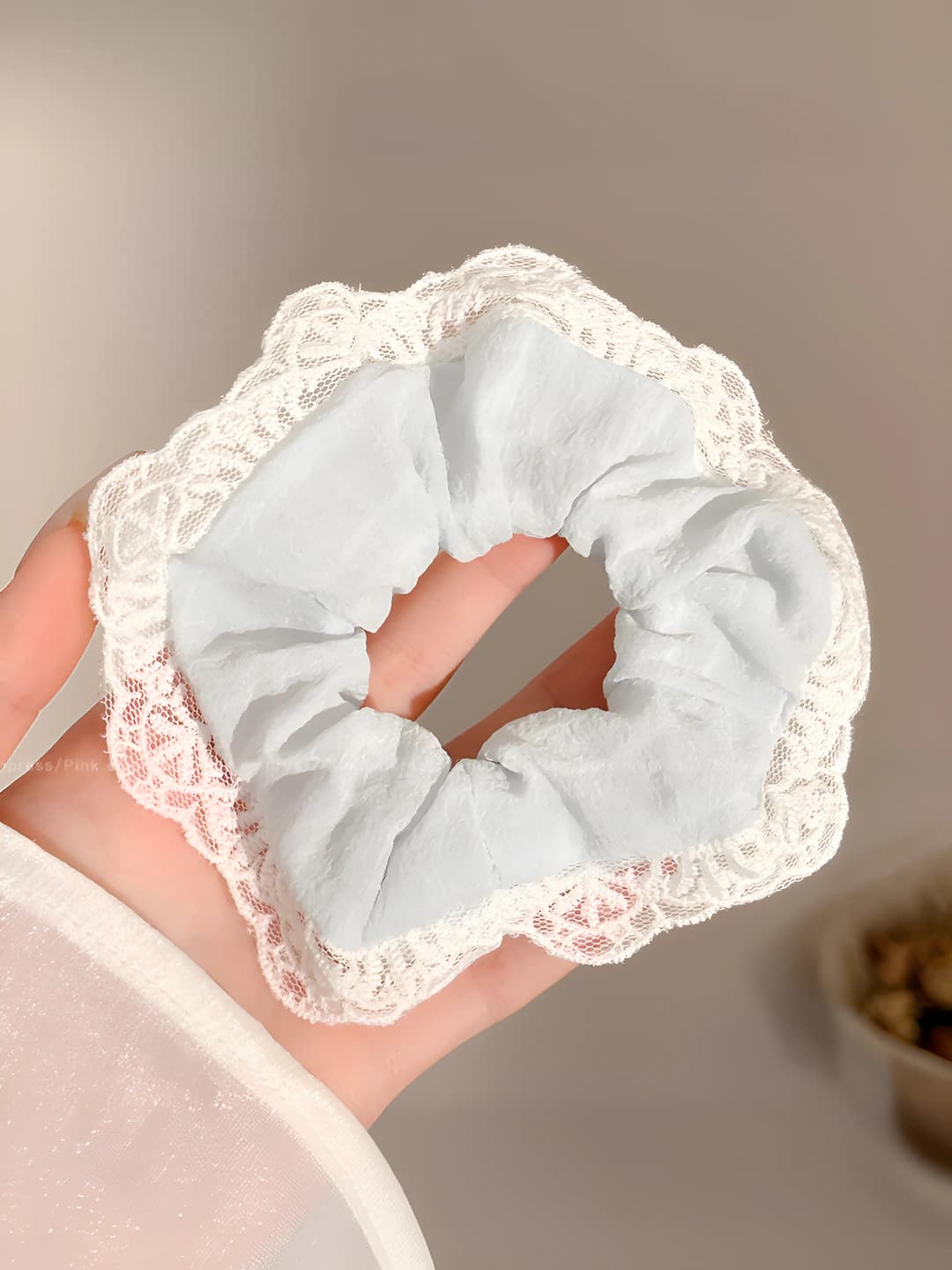 Blue lace scrunchie 10 cm