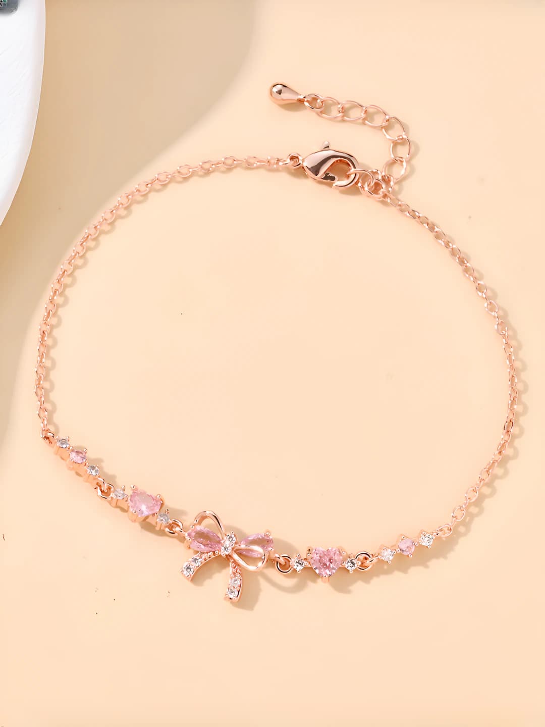 Bow and heart bracelet (Rose gold)
