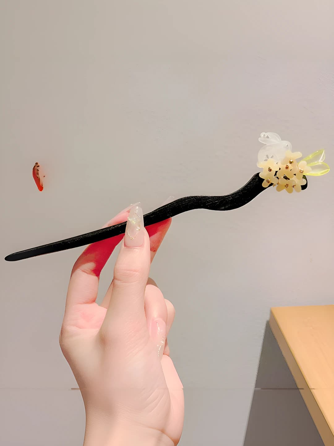 84# Jade rabbit pendant hairpin (bagged)
