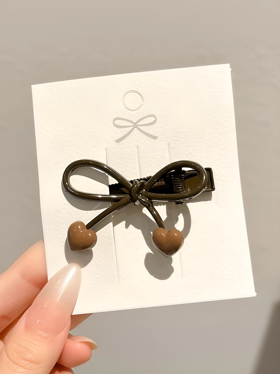 4# Single [Coffee heart] bow hair clip