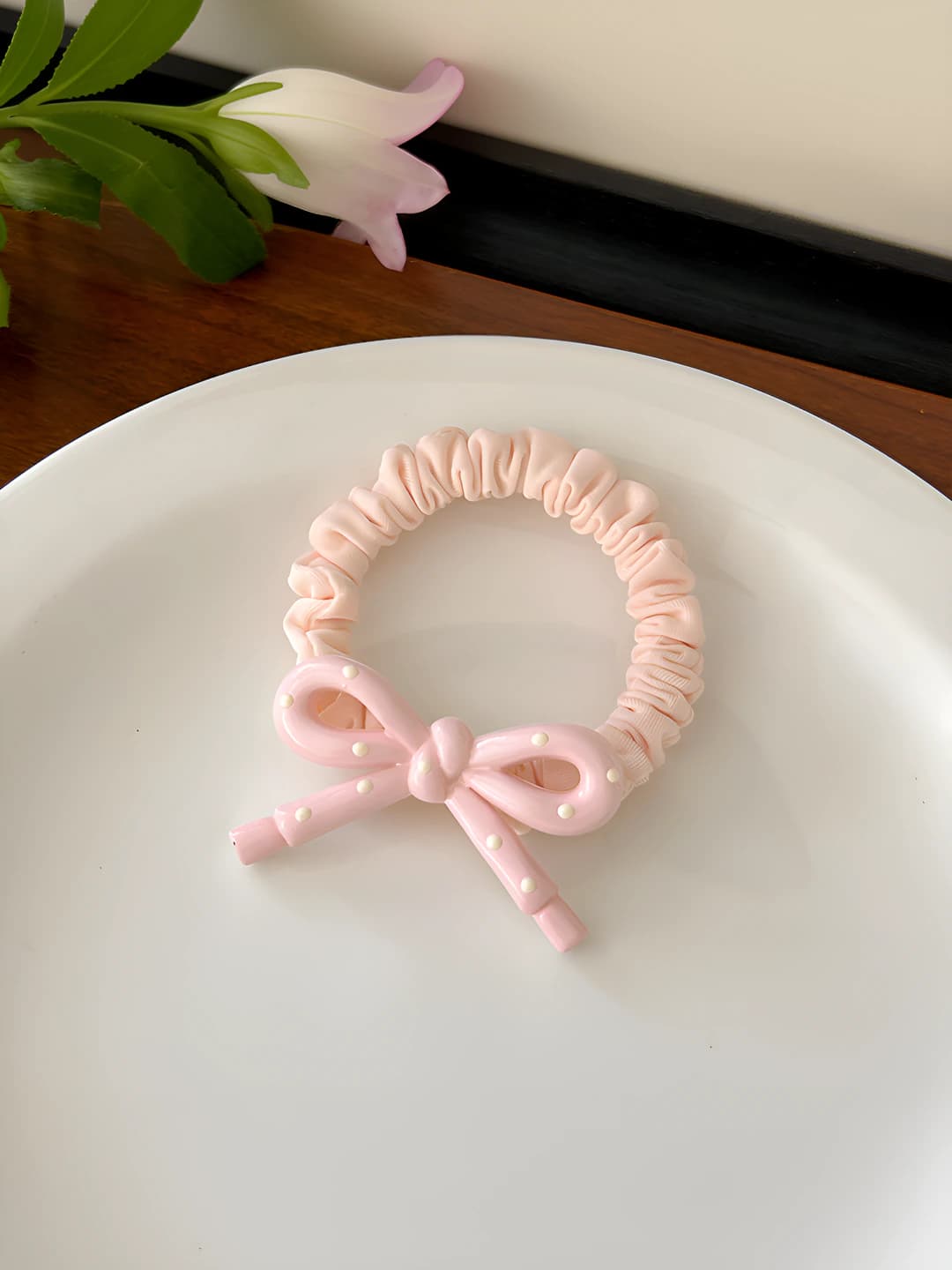 Pink hair tie