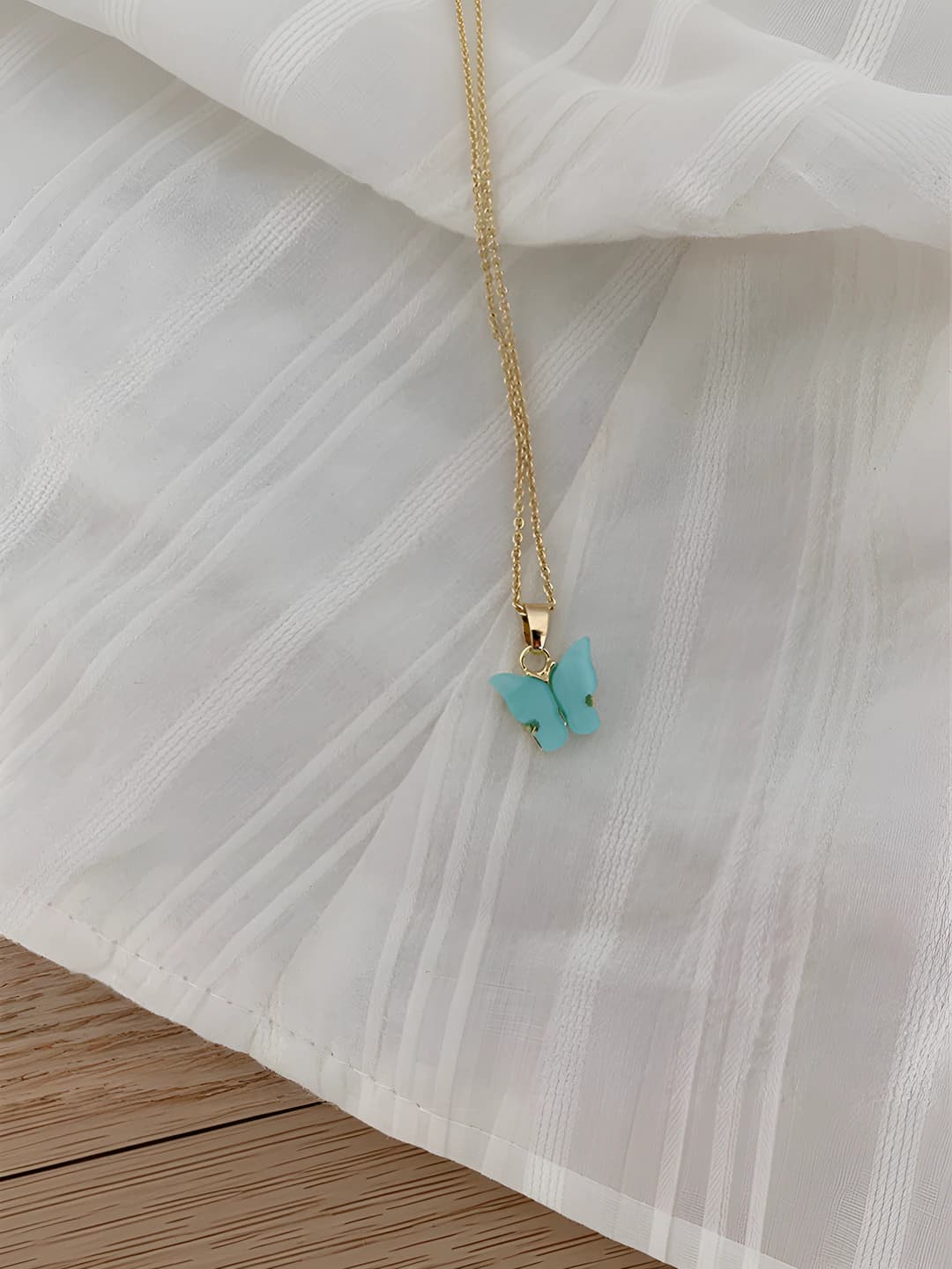 Blue acrylic butterfly necklace #XL67