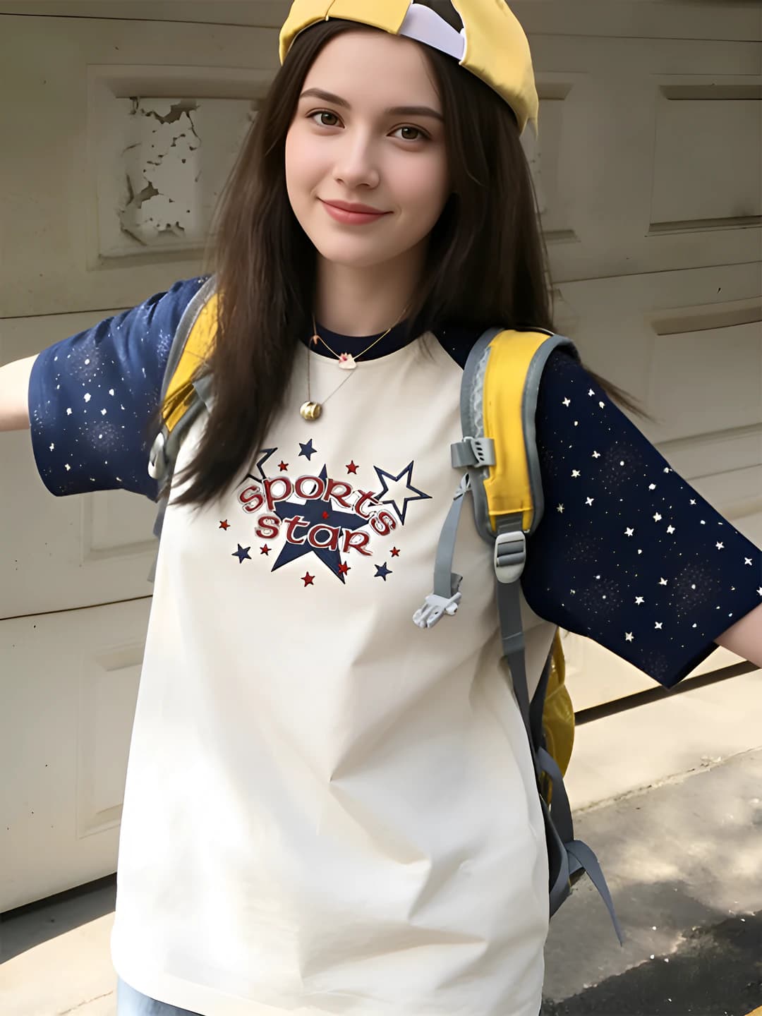 Navy & Apricot-5-point star