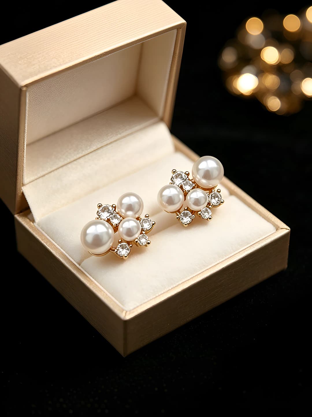 925 silver pearl diamond stud