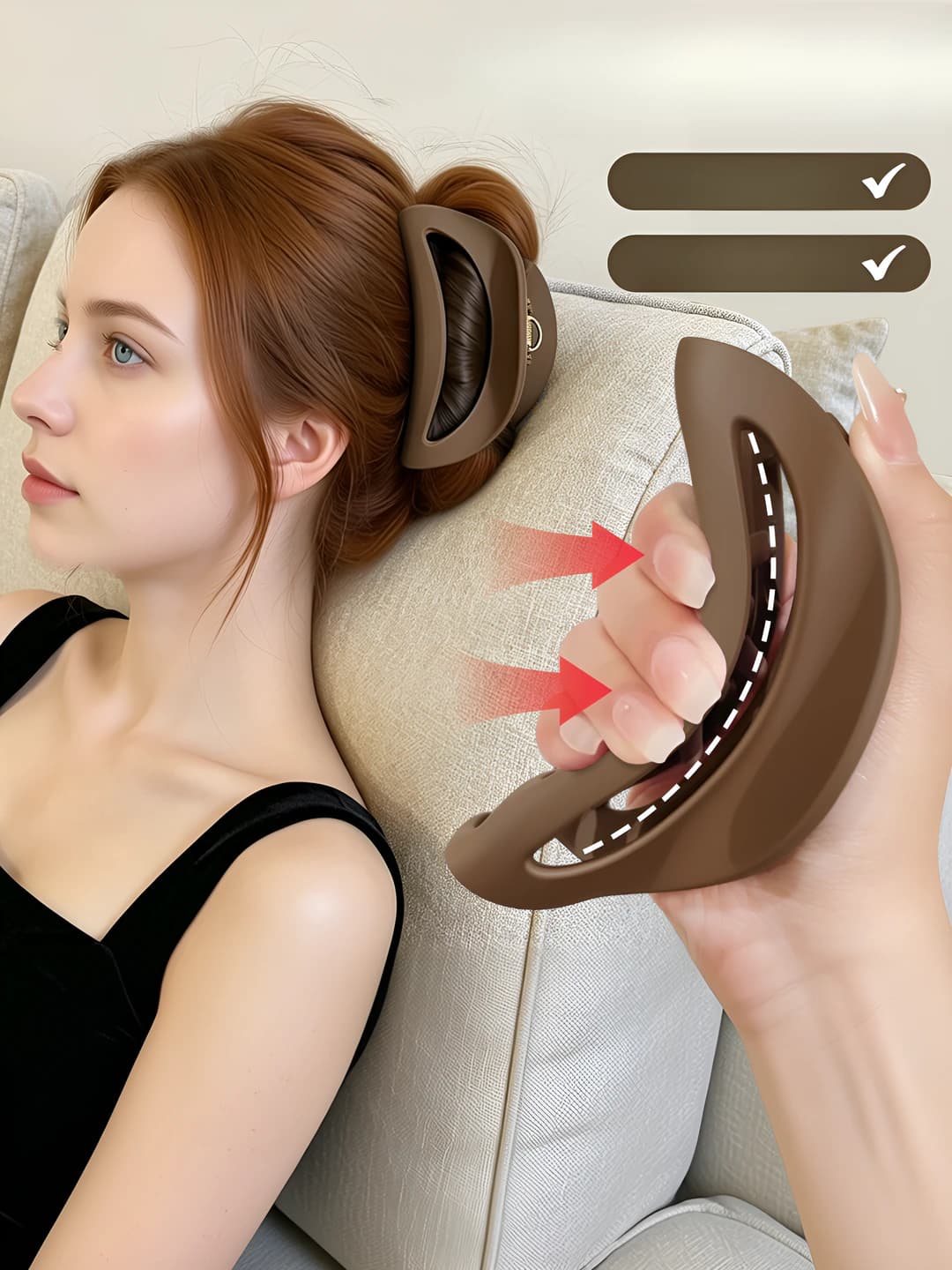 Women's soft silicone shark clip, does not press on head, 2026 new model, back of head premium hair clip